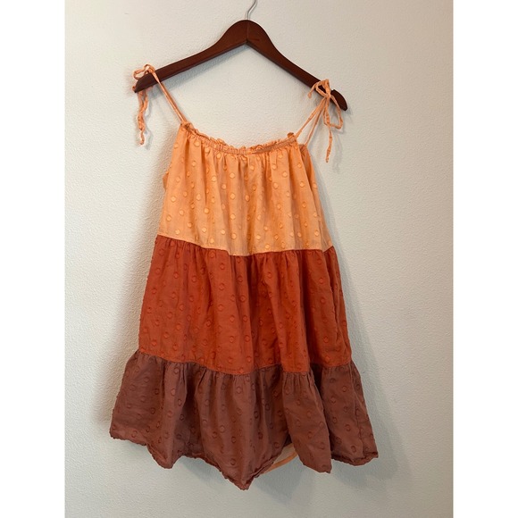 Blue Rain Women's Sleeveless Tiered Mini Dress - Orange‎ - Picture 1 of 3